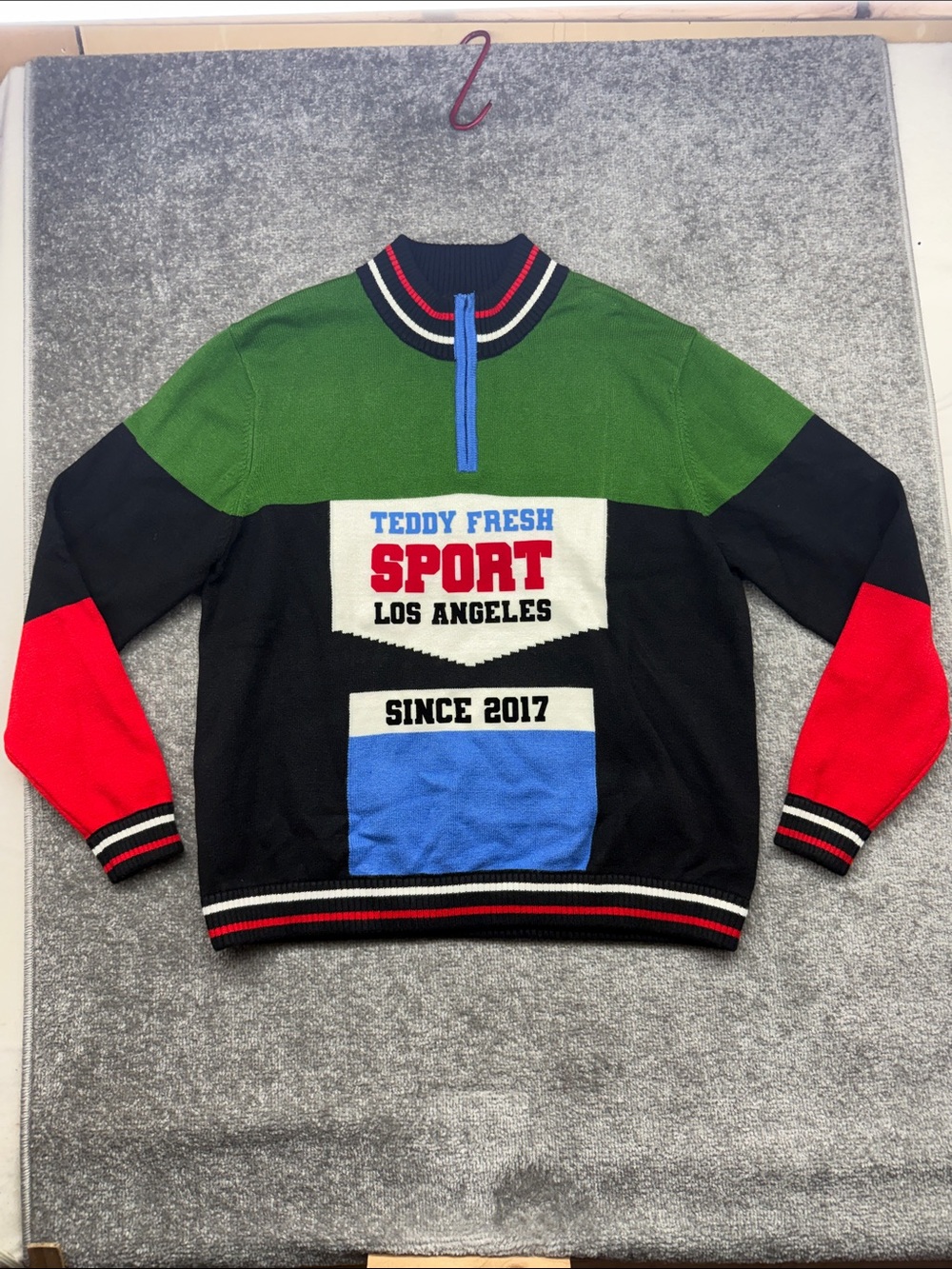 Teddy Fresh Sport LA Long Sleeve Colorblock Half Zip Pullover Sweater Mens 3XL